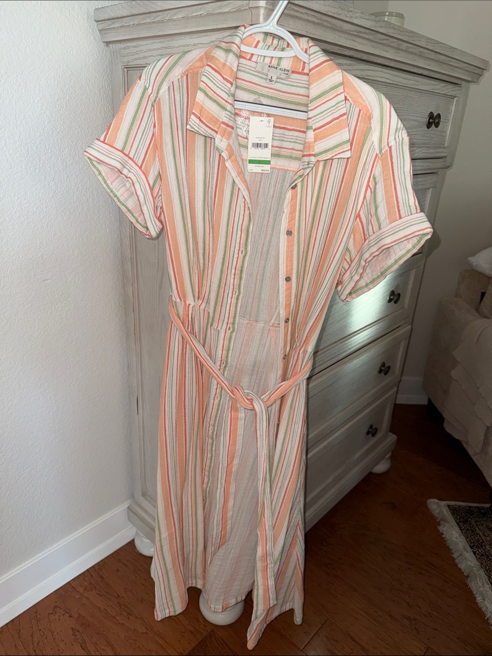 Anne Klein Peach, Green & Cream Striped Button-Front Shirt